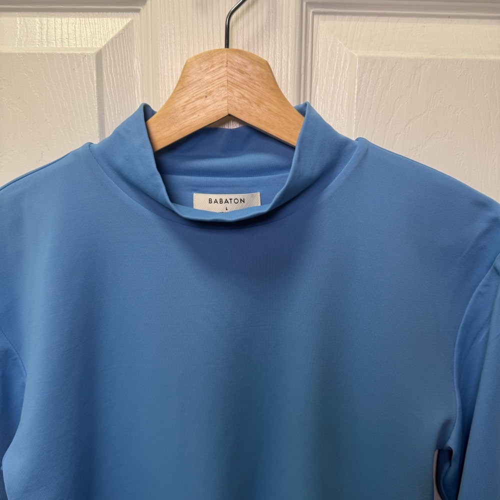 Aritzia Babaton Contour Mock Neck Long Sleeve, Large, Blue, Cropped Turtleneck - Picture 3 of 9